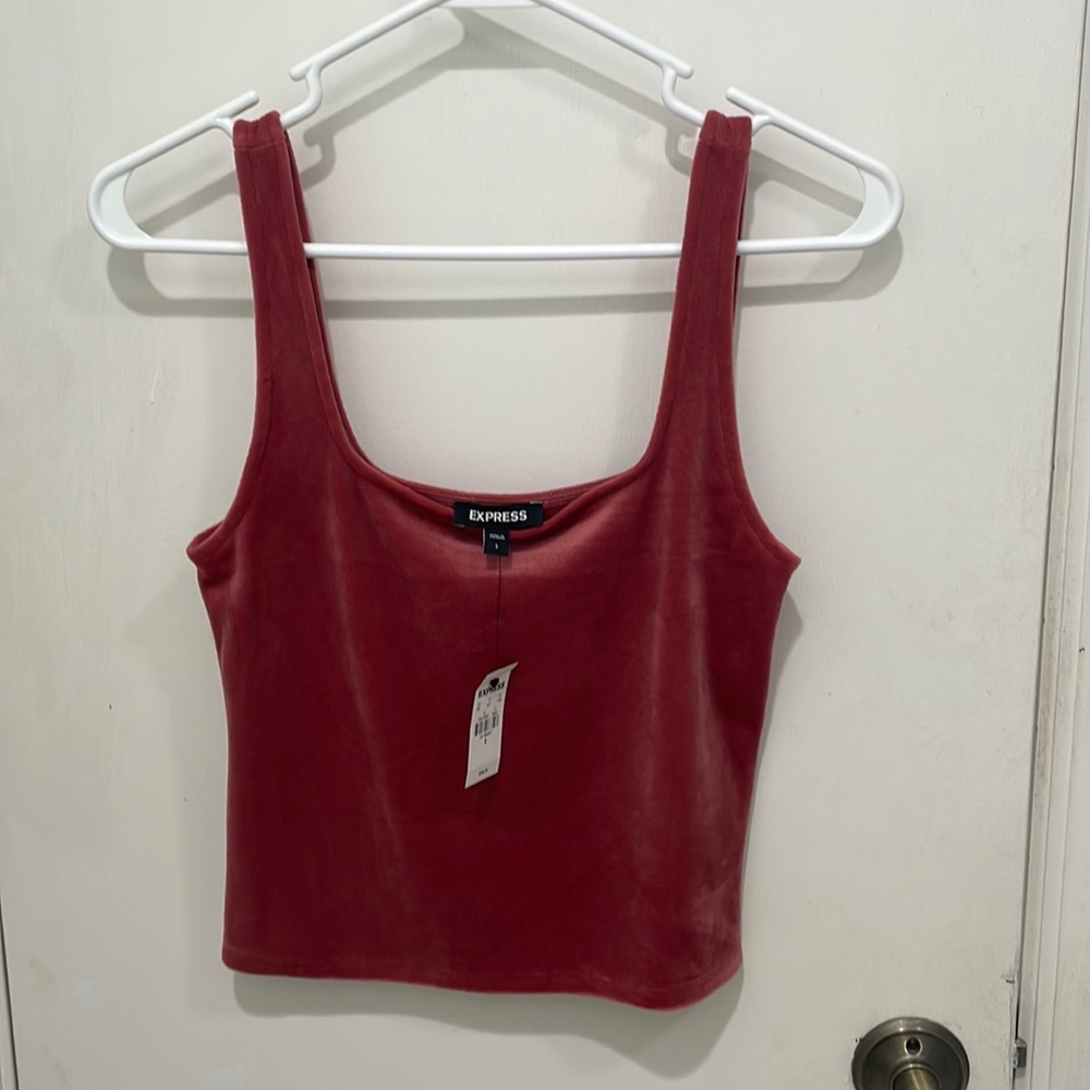 Express Velour Crop Top in Pink/Rose Size S
